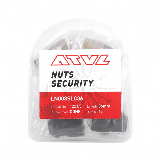Комплект секретных гаек 60026 ATVL LN003SLC36 конус 12x1,5 36mm чёрный матовый 19/21: Фото 3