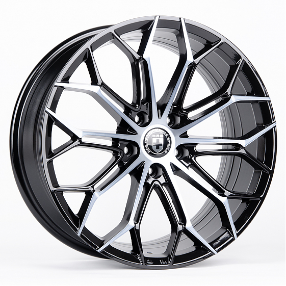 Литые диски 80716 HRE BY02-CS255 19 J8.5 ET35 5x108 73.1 чёрный глянцевый + полированные спицы: Фото 3