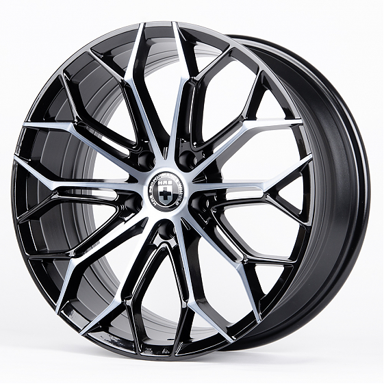 Литые диски 80716 HRE BY02-CS255 19 J8.5 ET35 5x108 73.1 чёрный глянцевый + полированные спицы: Фото 4