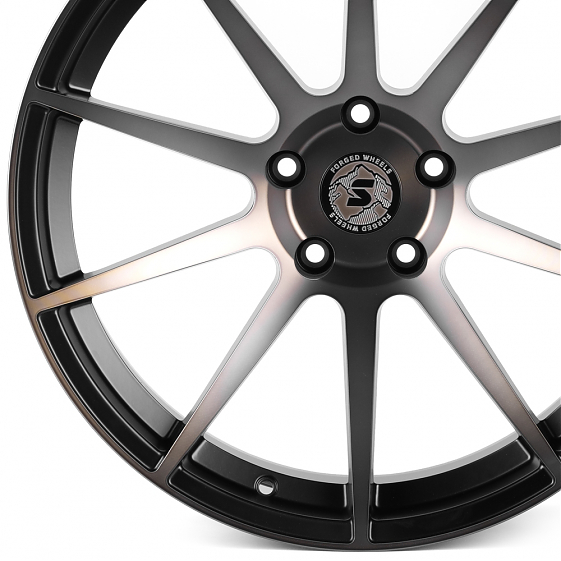 Кованые диски H250917U SKILL SV994-SK335 20 J10 ET-20 5x127 71.5 чёрный матовый + полированные спицы: Фото 2
