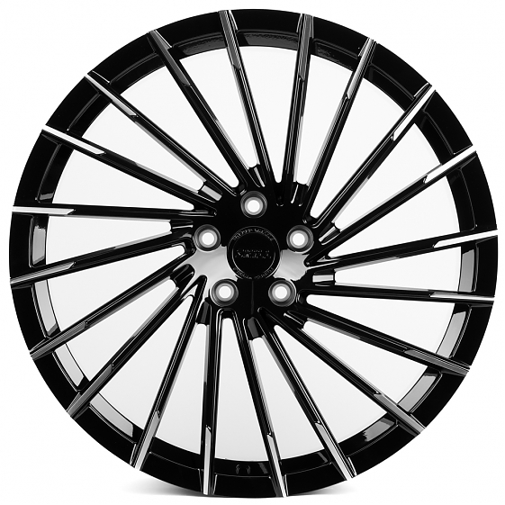Кованые диски H231104C SKILL SL196-SL095 22 J9 ET42.5 5x120 62.5 чёрный глянцевый + полированные спи: Фото 1