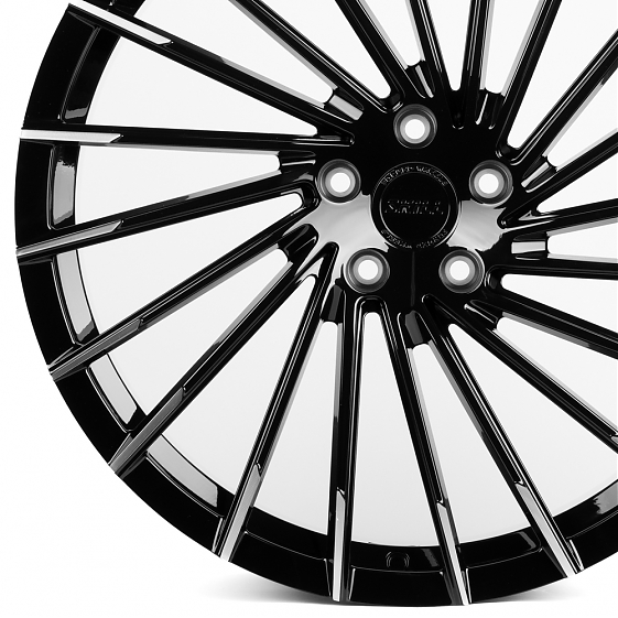Кованые диски H231104C SKILL SL196-SL095 22 J9 ET42.5 5x120 62.5 чёрный глянцевый + полированные спи: Фото 2