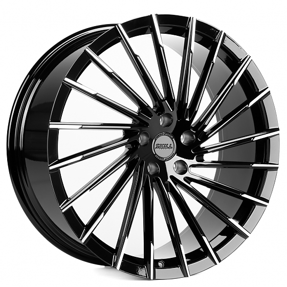 Кованые диски H231104C SKILL SL196-SL095 22 J9 ET42.5 5x120 62.5 чёрный глянцевый + полированные спи: Фото 4