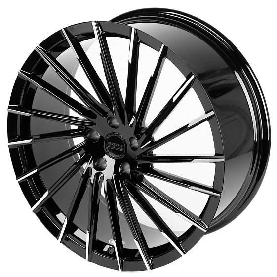 Кованые диски H231104C SKILL SL196-SL095 22 J9 ET42.5 5x120 62.5 чёрный глянцевый + полированные спи: Фото 6
