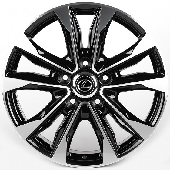 Литые диски 81828 Lexus IV-869-DS375 21 J8.5 ET45 5x150 110.1 чёрный глянцевый + полированные спицы: Фото 1