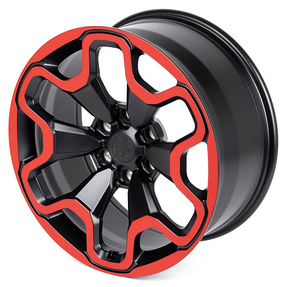 Кованые диски H230908A SKILL SV212-SV306 20 J9 ET19 6x139.7 77.8 чёрный матовый + красный обод: Фото 6