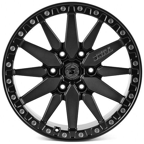 Кованые диски H260527D SKILL SB111-SL191 18 J9 ET15 6x139.7 106.1 чёрный матовый + полированные спиц: Фото 1