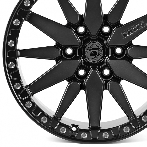 Кованые диски H260527D SKILL SB111-SL191 18 J9 ET15 6x139.7 106.1 чёрный матовый + полированные спиц: Фото 2