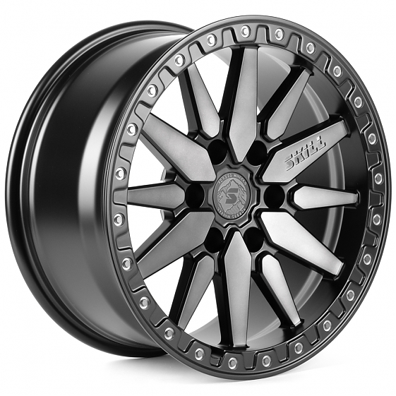 Кованые диски H260527D SKILL SB111-SL191 18 J9 ET15 6x139.7 106.1 чёрный матовый + полированные спиц: Фото 4
