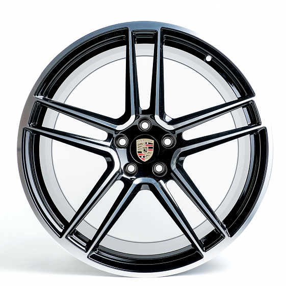 Кованые диски 230612UF SL553-SB418 20 J9 ET26 5x112 66.5 чёрный + полированные спицы: Фото 1