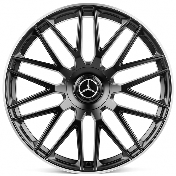 Кованые диски H230607FF SL322-SB430 21 J10 ET44 5x112 66.6 чёрный + полированный обод: Фото 1