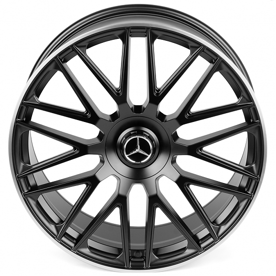 Кованые диски H230607FF SL322-SB430 21 J10 ET44 5x112 66.6 чёрный + полированный обод: Фото 3
