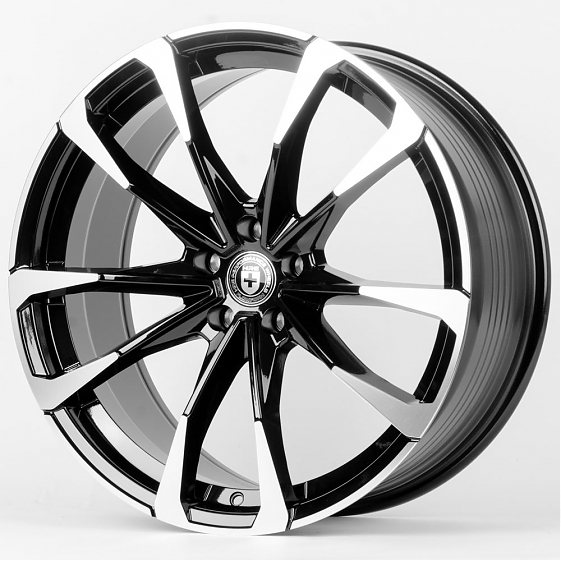 Литые диски 80608 HRE F028-DS216 20 J9 ET35 5x108 73.1 чёрный + полированные спицы: Фото 5
