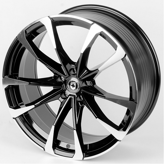 Литые диски 80608 HRE F028-DS216 20 J9 ET35 5x108 73.1 чёрный + полированные спицы: Фото 6