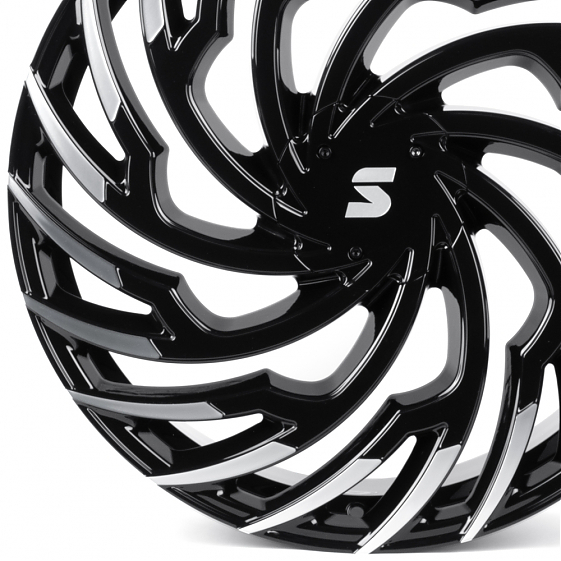 Кованые диски H260124H SKILL SL528-SB594 22 J9.5 ET40 5x120 62.55 чёрный глянцевый + полированные сп: Фото 2