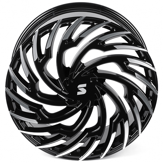 Кованые диски H260124H SKILL SL528-SB594 22 J9.5 ET40 5x120 62.55 чёрный глянцевый + полированные сп: Фото 3