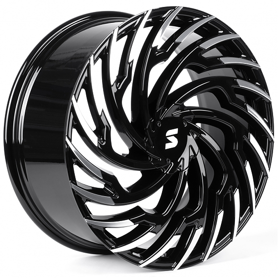 Кованые диски H260124H SKILL SL528-SB594 22 J9.5 ET40 5x120 62.55 чёрный глянцевый + полированные сп: Фото 4