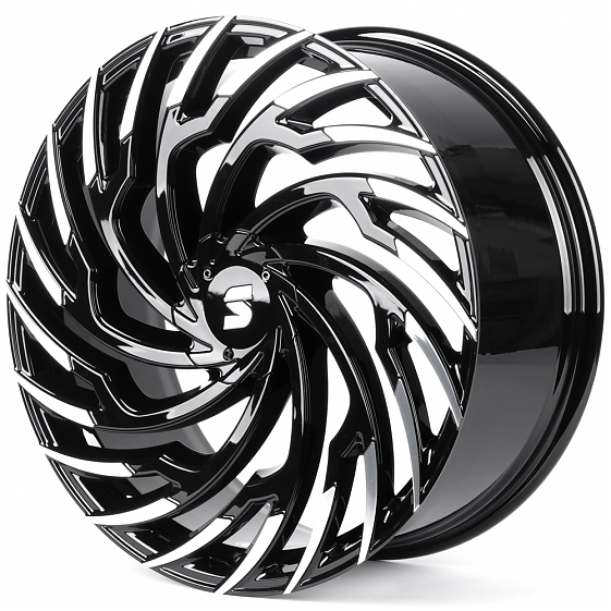 Кованые диски H260124H SKILL SL528-SB594 22 J9.5 ET40 5x120 62.55 чёрный глянцевый + полированные сп: Фото 5