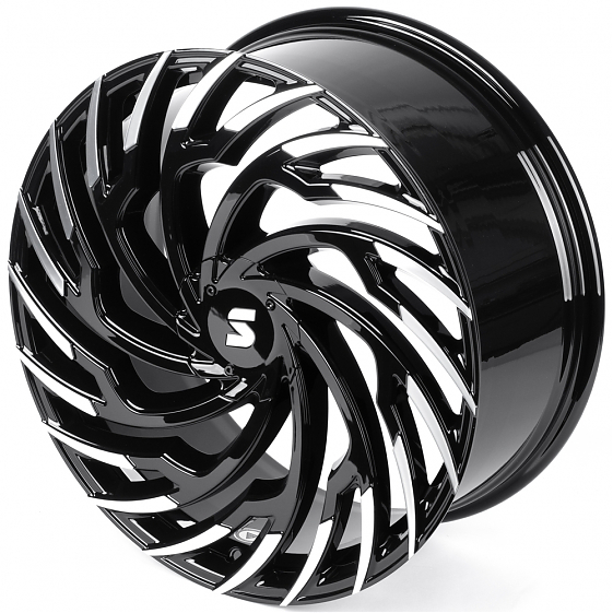 Кованые диски H260124H SKILL SL528-SB594 22 J9.5 ET40 5x120 62.55 чёрный глянцевый + полированные сп: Фото 6