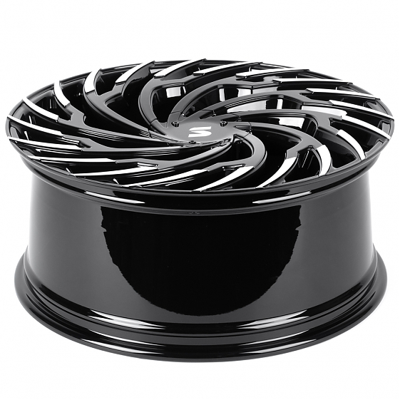 Кованые диски H260124H SKILL SL528-SB594 22 J9.5 ET40 5x120 62.55 чёрный глянцевый + полированные сп: Фото 7