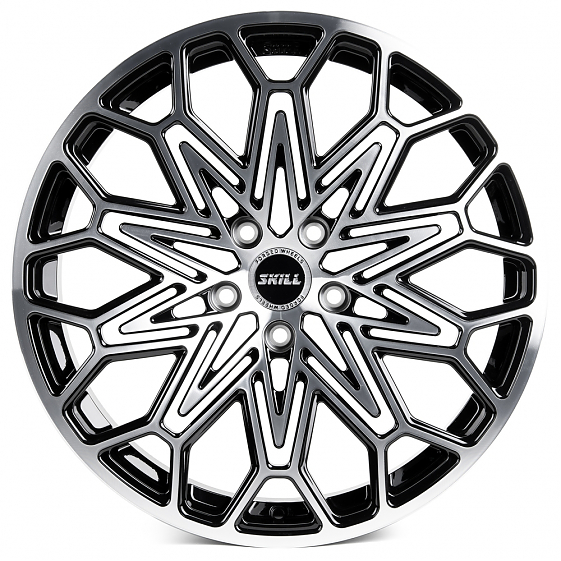 Кованые диски H231103E SKILL SL523-SL086 20 J9 ET40 5x120 66.1 чёрный глянцевый + полированные спицы: Фото 1