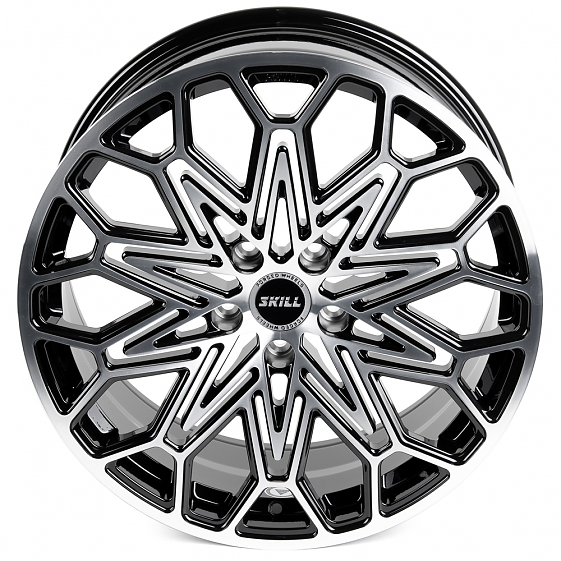 Кованые диски H231103E SKILL SL523-SL086 20 J9 ET40 5x120 66.1 чёрный глянцевый + полированные спицы: Фото 3