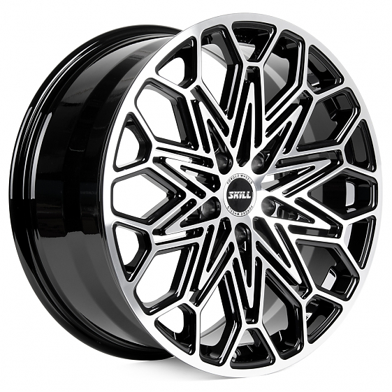 Кованые диски H231103E SKILL SL523-SL086 20 J9 ET40 5x120 66.1 чёрный глянцевый + полированные спицы: Фото 4