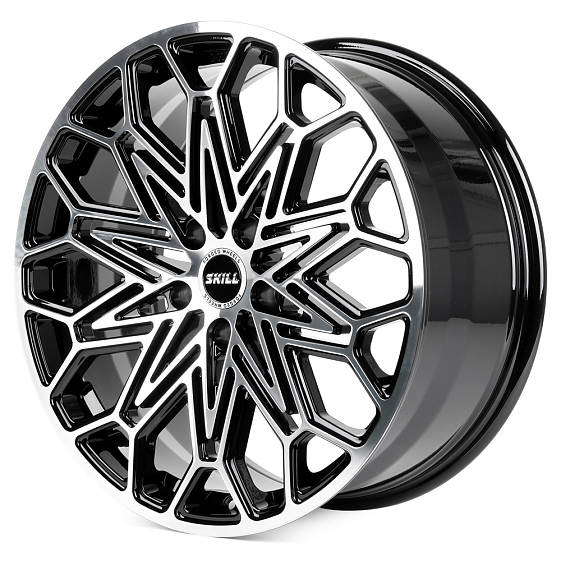 Кованые диски H231103E SKILL SL523-SL086 20 J9 ET40 5x120 66.1 чёрный глянцевый + полированные спицы: Фото 5