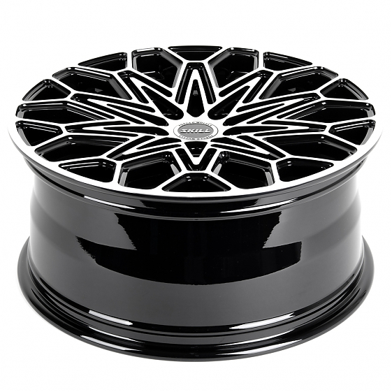 Кованые диски H231103E SKILL SL523-SL086 20 J9 ET40 5x120 66.1 чёрный глянцевый + полированные спицы: Фото 7