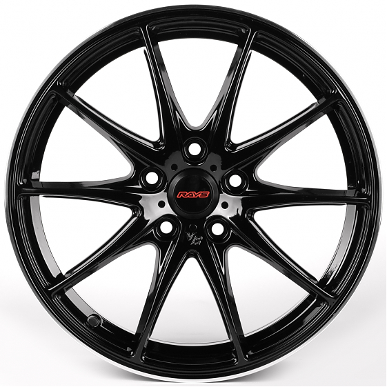 Литые диски 81956 Rays G25-DS314 17 J7 ET40 5x112 66.45 чёрный глянцевый + полированный обод: Фото 1