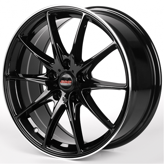 Литые диски 81956 Rays G25-DS314 17 J7 ET40 5x112 66.45 чёрный глянцевый + полированный обод: Фото 5