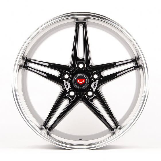Литые диски 80712 Vossen BX03-SK166 18 J9.5 ET25 5x112 66.6 чёрный глянцевый + полированный обод: Фото 1