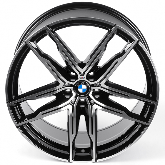 Литые диски 82076 BMW IVF-3076-SM187 19 J9.5 ET35 5x112 66.5 чёрный + полированные спицы: Фото 3