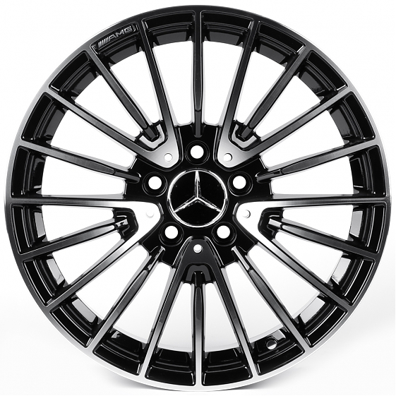 Литые диски 82523 Mercedes-Benz 7337 17 J8 ET35 5x112 66.6 чёрный глянцевый + полированные спицы: Фото 1