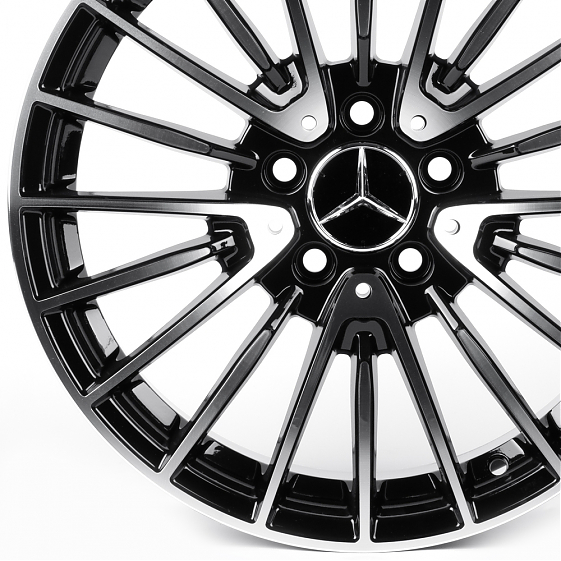 Литые диски 82523 Mercedes-Benz 7337 17 J8 ET35 5x112 66.6 чёрный глянцевый + полированные спицы: Фото 2
