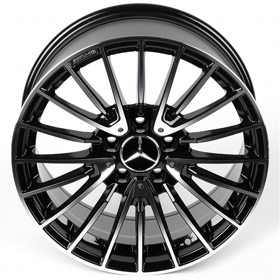 Литые диски 82523 Mercedes-Benz 7337 17 J8 ET35 5x112 66.6 чёрный глянцевый + полированные спицы: Фото 3