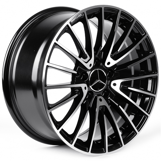 Литые диски 82523 Mercedes-Benz 7337 17 J8 ET35 5x112 66.6 чёрный глянцевый + полированные спицы: Фото 4