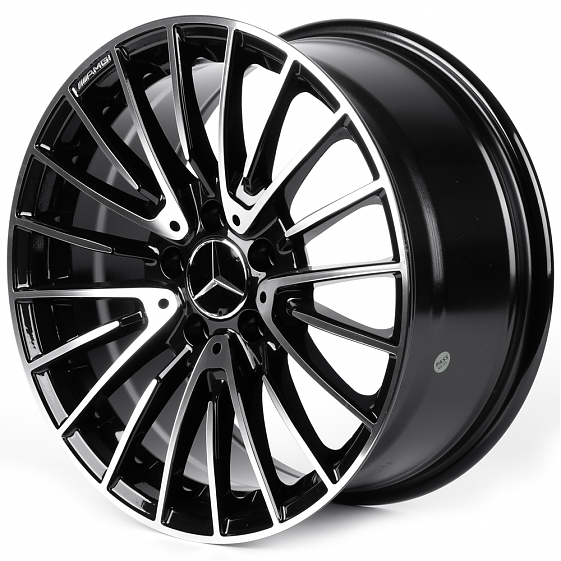 Литые диски 82523 Mercedes-Benz 7337 17 J8 ET35 5x112 66.6 чёрный глянцевый + полированные спицы: Фото 5