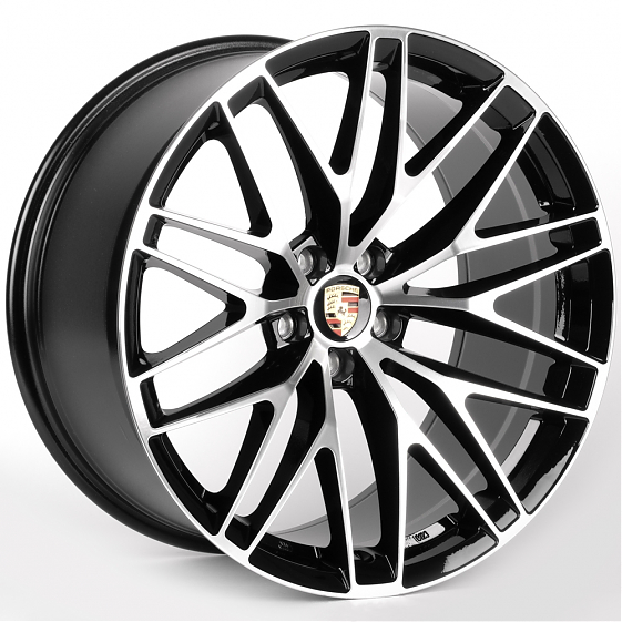 Литые диски 81857 Porsche IVF-3086-CT524 20 J9 ET26 5x112 66.5 чёрный глянцевый + полированные спицы: Фото 4
