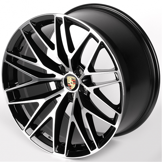 Литые диски 81857 Porsche IVF-3086-CT524 20 J9 ET26 5x112 66.5 чёрный глянцевый + полированные спицы: Фото 6