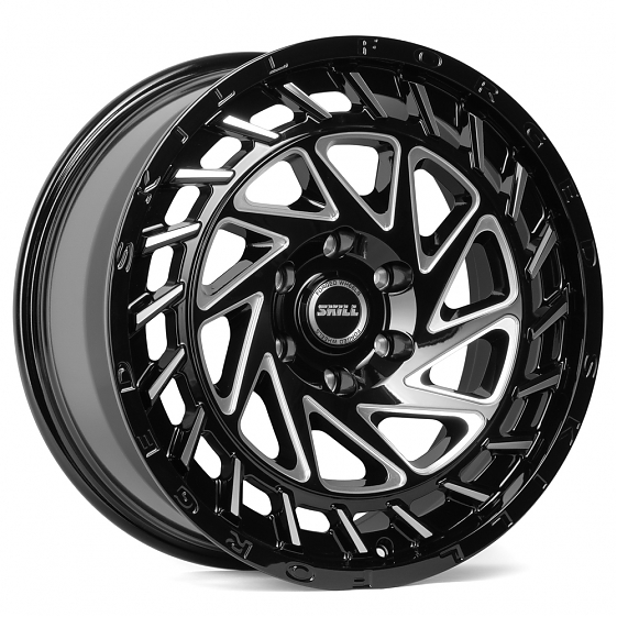 Кованые диски 71098 SKILL SV223 20 J9 ET19 6x139.7 106.1 чёрный + полированные спицы: Фото 2
