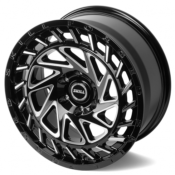 Кованые диски 71098 SKILL SV223 20 J9 ET19 6x139.7 106.1 чёрный + полированные спицы: Фото 6