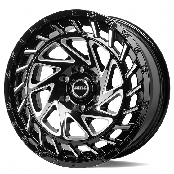 Кованые диски 71098 SKILL SV223 20 J9 ET19 6x139.7 106.1 чёрный + полированные спицы: Фото 7