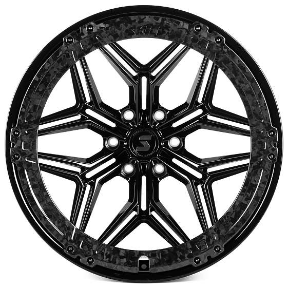 Кованые диски H240607H SKILL SV185-SB595 22 J10 ET-10 6x139.7 77.8 чёрный глянцевый + карбон SFC06: Фото 1