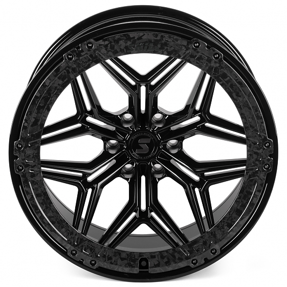 Кованые диски H240607H SKILL SV185-SB595 22 J10 ET-10 6x139.7 77.8 чёрный глянцевый + карбон SFC06: Фото 3