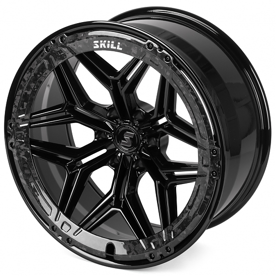 Кованые диски H240607H SKILL SV185-SB595 22 J10 ET-10 6x139.7 77.8 чёрный глянцевый + карбон SFC06: Фото 5