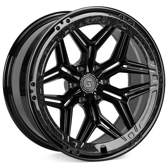 Кованые диски H240607H SKILL SV185-SB595 22 J10 ET-10 6x139.7 77.8 чёрный глянцевый + карбон SFC06: Фото 6