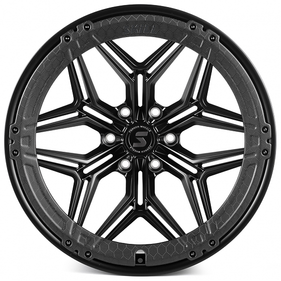 Кованые диски H240607J SKILL SV185-SB595 22 J10 ET-10 6x139.7 77.8 чёрный матовый + карбон SFC14: Фото 1