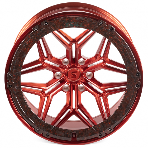 Кованые диски H260120C SKILL SV185-SB595 22 J10 ET-10 6x139.7 77.8 красный + карбон SFC09: Фото 3
