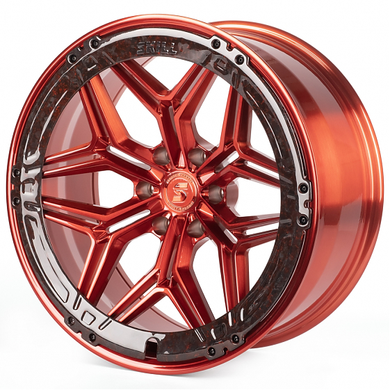 Кованые диски H260120C SKILL SV185-SB595 22 J10 ET-10 6x139.7 77.8 красный + карбон SFC09: Фото 4